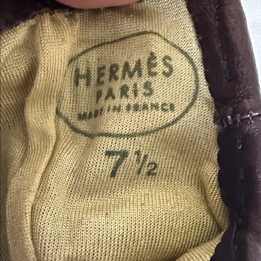 Hermès Grennan Leather Gloves – Brown | Silver Hardware | Size 7.5 - Picture 6 of 6